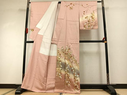 平和屋着物●訪問着　扇面花文　暈し染め　金彩　正絹　逸品　AABI1586fy