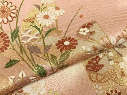 平和屋着物●訪問着　扇面花文　暈し染め　金彩　正絹　逸品　AABI1586fy