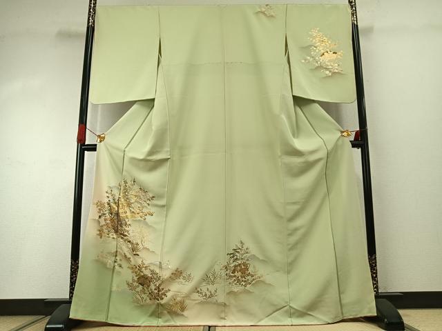 平和屋着物●訪問着　風景扇面花文　暈し染め　金銀彩　正絹　逸品　AABI1587fy