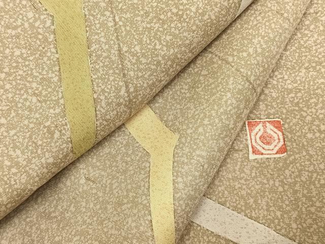 平和屋着物●石川県指定無形文化財　牛首紬　白山工房　手織り　訪問着　幾何学文様　正絹　逸品　AABI1589fy
