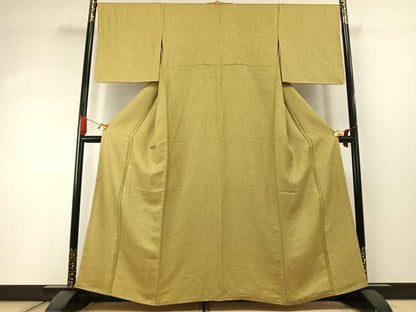 平和屋着物●上質な色無地　草葉地紋　木蘭色　正絹　逸品　AABI1590fy