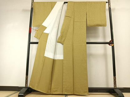 平和屋着物●上質な色無地　草葉地紋　木蘭色　正絹　逸品　AABI1590fy