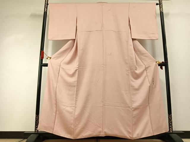 平和屋着物●本加賀友禅作家　柿本市郎　色無地　草花地紋　洗柿色　正絹　逸品　AABI1594fy