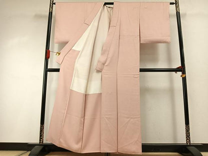 平和屋着物●本加賀友禅作家　柿本市郎　色無地　草花地紋　洗柿色　正絹　逸品　AABI1594fy
