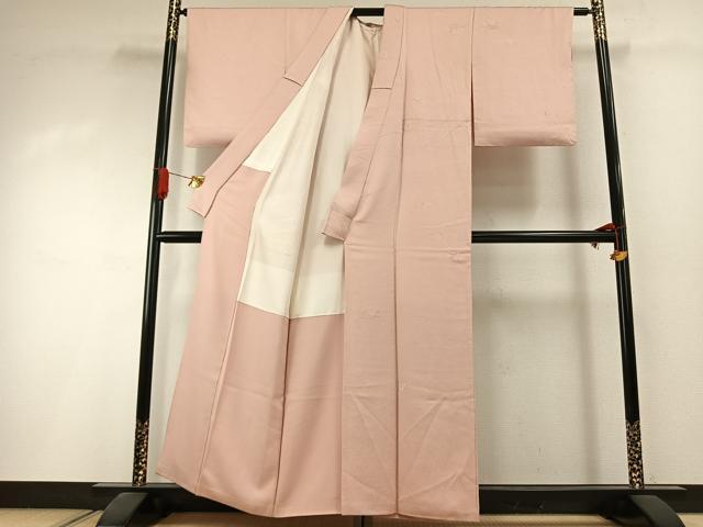 平和屋着物●本加賀友禅作家　柿本市郎　色無地　草花地紋　洗柿色　正絹　逸品　AABI1594fy