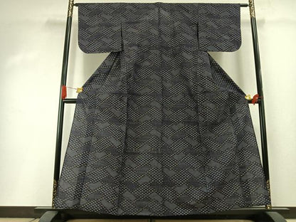 平和屋着物●久留米絣　単衣　檜垣文　綿　逸品　AABI1595fy