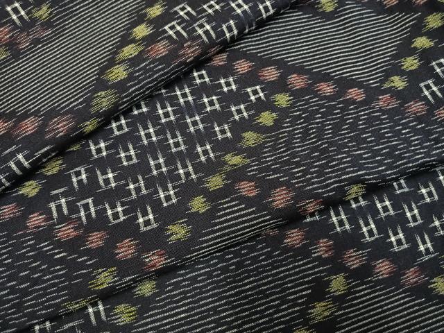 平和屋着物●久留米絣　単衣　檜垣文　綿　逸品　AABI1595fy
