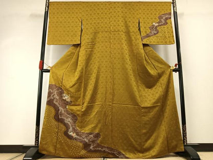 平和屋着物●訪問着　絞り　刺繍　地紙花文　金糸　金彩　正絹　逸品　AABI1596fy