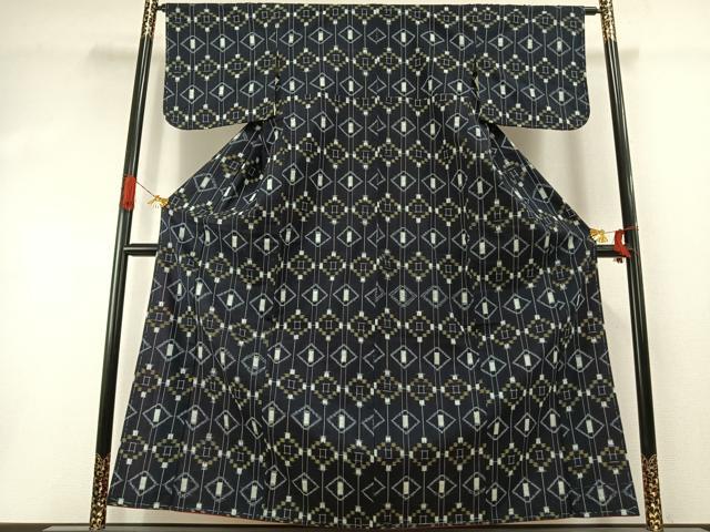 平和屋着物●上質な紬　菱文　正絹　逸品　未使用　AABI1598fy