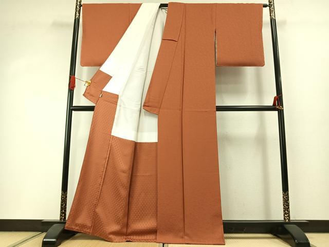 平和屋着物●上質な色無地　釉彩染　花唐草地紋　黄櫨染色　松坂屋扱い　反端付き　正絹　逸品　未使用　AABI1604fy