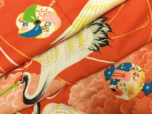 平和屋着物●アンティーク　大正ロマン　長襦袢　袷　飛鶴宝尽くし文様　正絹　逸品　AABI1605fy