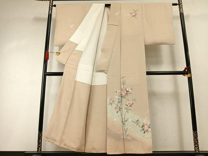 平和屋着物●訪問着　友禅　枝花文　暈し染め　正絹　逸品　AABI1609fy
