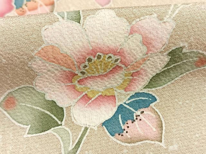 平和屋着物●訪問着　友禅　枝花文　暈し染め　正絹　逸品　AABI1609fy