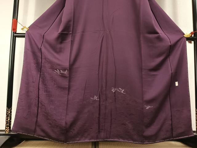 平和屋着物●本加賀友禅作家　押田正義　訪問着　風景飛鳥文　桑の実色　正絹　逸品　AABI1610fy
