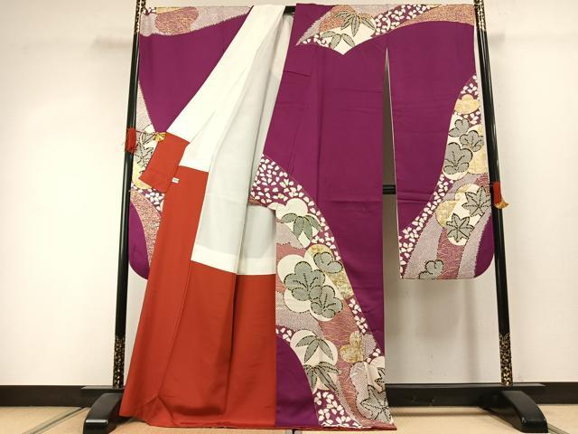 平和屋着物●豪華振袖　舞花文　金彩　正絹　逸品　AABI1615fy