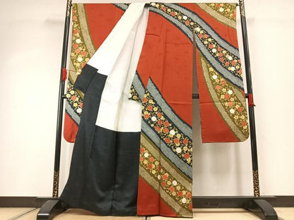 平和屋着物●豪華振袖　絞り　花唐草文　金彩　正絹　逸品　AABI1616fy