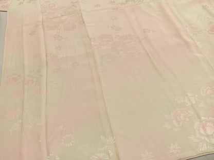 平和屋着物●振袖用長襦袢　袷　草花地紋　暈し染め　半衿刺繍　正絹　逸品　AABI1617fy