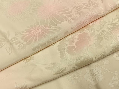 平和屋着物●振袖用長襦袢　袷　草花地紋　暈し染め　半衿刺繍　正絹　逸品　AABI1617fy