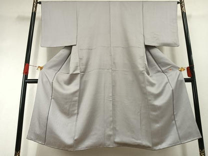 平和屋着物●男性　色無地　作家物　草花地紋　紫水晶色　正絹　逸品　AABI1618fy
