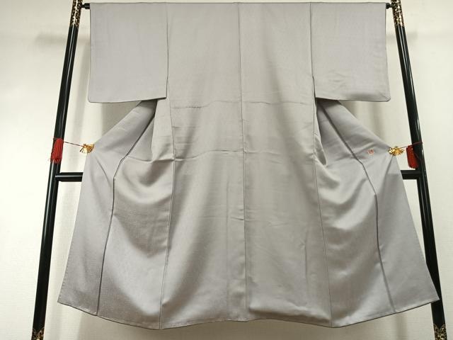 平和屋着物●男性　色無地　作家物　草花地紋　紫水晶色　正絹　逸品　AABI1618fy