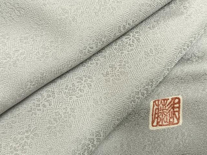 平和屋着物●男性　色無地　作家物　草花地紋　紫水晶色　正絹　逸品　AABI1618fy