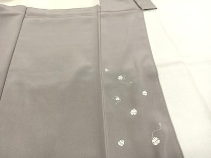 平和屋着物●男性　色無地　作家物　草花地紋　紫水晶色　正絹　逸品　AABI1618fy