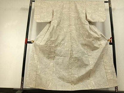 平和屋着物●本場大島紬　白大島　一元絣　幾何学文様　正絹　逸品　AABI1619fy