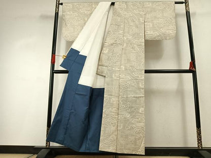 平和屋着物●本場大島紬　白大島　一元絣　幾何学文様　正絹　逸品　AABI1619fy