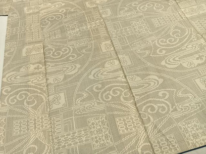 平和屋着物●本場大島紬　白大島　一元絣　幾何学文様　正絹　逸品　AABI1619fy