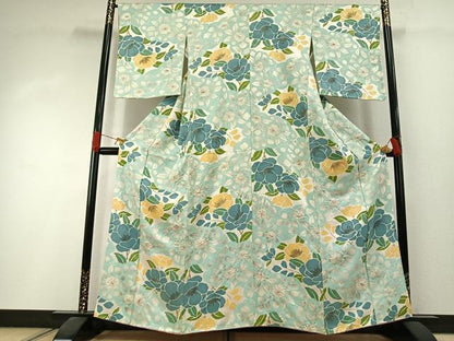 平和屋着物●上質な小紋　絞り　草花文　正絹　逸品　AABI1622fy