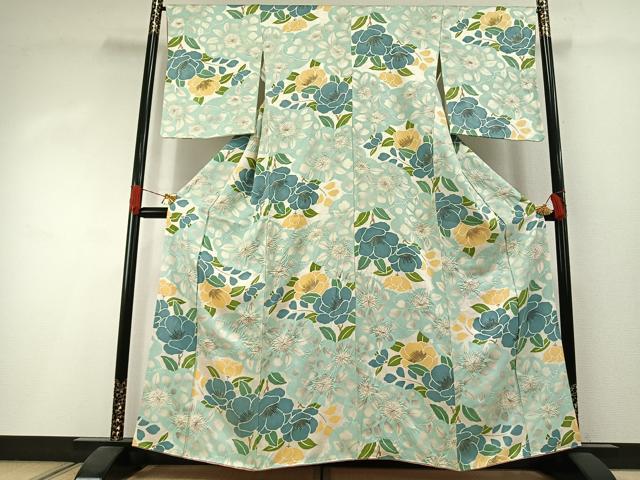 平和屋着物●上質な小紋　絞り　草花文　正絹　逸品　AABI1622fy