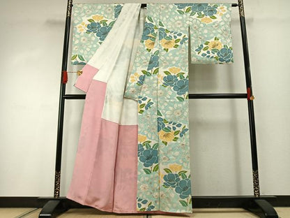 平和屋着物●上質な小紋　絞り　草花文　正絹　逸品　AABI1622fy