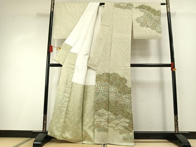 平和屋着物●訪問着　総絞り　草花文　金彩　正絹　逸品　AABI1623fy