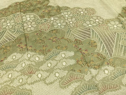 平和屋着物●訪問着　総絞り　草花文　金彩　正絹　逸品　AABI1623fy