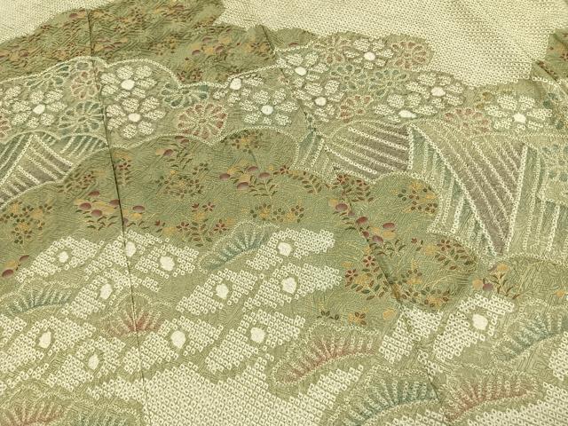 平和屋着物●訪問着　総絞り　草花文　金彩　正絹　逸品　AABI1623fy