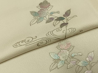 平和屋着物●上質な小紋　草花文　銀彩　正絹　逸品　未使用　AABI1625fy