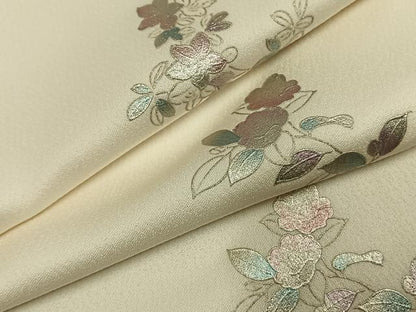 平和屋着物●上質な小紋　草花文　銀彩　正絹　逸品　未使用　AABI1625fy