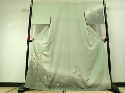 平和屋着物●訪問着　友禅　枝花文　暈し染め　正絹　逸品　AABI1627fy