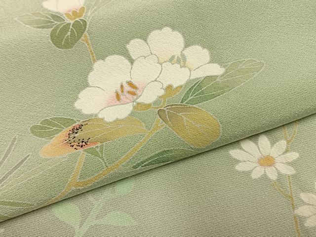 平和屋着物○訪問着 友禅 枝花文 暈し染め 正絹 逸品 AABI1627fy
