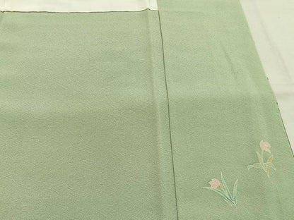 平和屋着物●訪問着　友禅　枝花文　暈し染め　正絹　逸品　AABI1627fy