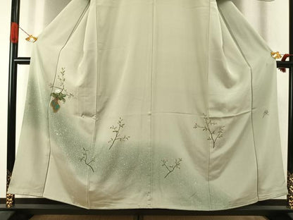 平和屋着物●訪問着　作家物　刺繍　枝花文　暈し染め　金彩　正絹　逸品　AABI1629fy