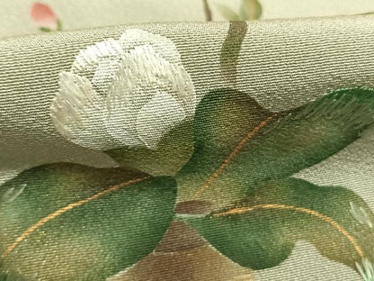 平和屋着物●訪問着　作家物　刺繍　枝花文　暈し染め　金彩　正絹　逸品　AABI1629fy