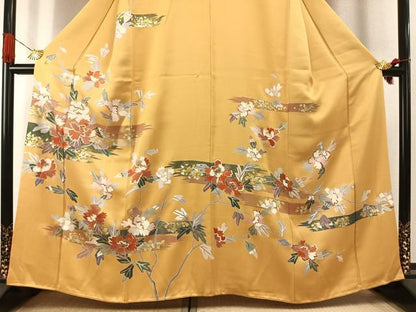 平和屋着物●訪問着　刺繍　草花文　金銀彩　正絹　逸品　AABI1630fy