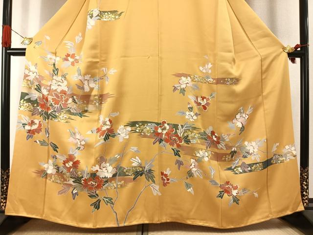 平和屋着物●訪問着　刺繍　草花文　金銀彩　正絹　逸品　AABI1630fy