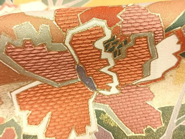 平和屋着物●訪問着　刺繍　草花文　金銀彩　正絹　逸品　AABI1630fy