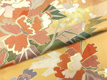 平和屋着物●訪問着　刺繍　草花文　金銀彩　正絹　逸品　AABI1630fy
