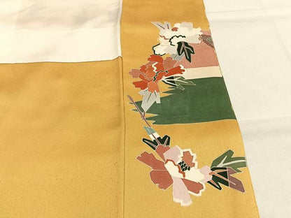 平和屋着物●訪問着　刺繍　草花文　金銀彩　正絹　逸品　AABI1630fy