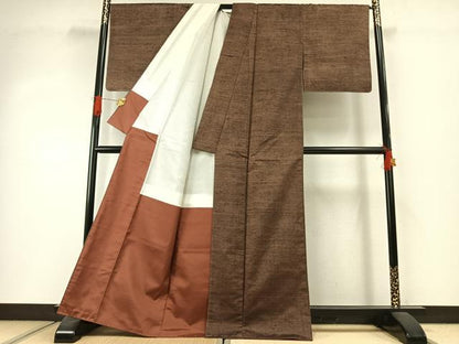 平和屋着物●上質な紬　横縞　正絹　逸品　未使用　AABI1636fy