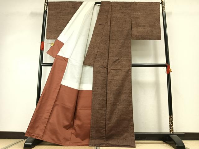 平和屋着物●上質な紬　横縞　正絹　逸品　未使用　AABI1636fy