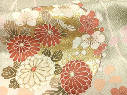 平和屋着物●訪問着　友禅　刺繍　花蝶文　暈し染め　金彩　正絹　逸品　AABI1637fy